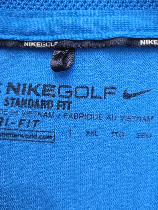 Nike Golf Dri Fit Blue Polo Shirt White Swoosh Stretch Standard FIt Mens XXL - Picture 5 of 8